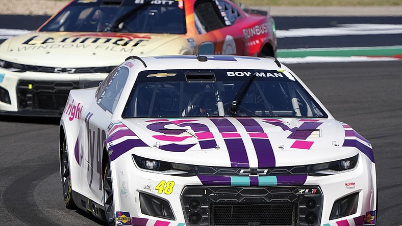 Mar 27, 2022; Austin, Texas, USA; NASCAR Cup Series driver Alex Bowman (48) during the EchoPark Automotive Texas Grand Prix at Circuit of the Americas. Mandatory Credit: Mike Dinovo-USA TODAY Sports