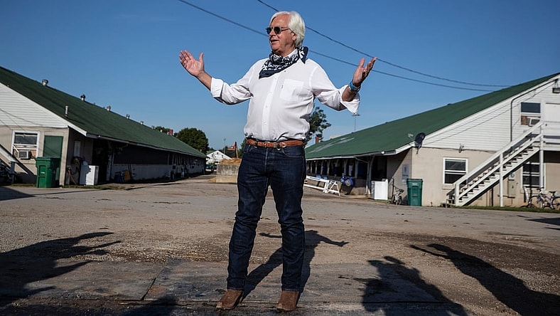 Trainer Bob Baffert paid a day-after visit to Authentic, winner of the 2020 Kentucky Derby. The win was a record-tying sixth victory for Baffert. The next Kentucky Derby is on May 1 at Churchill Downs. 
 Pat McDonogh / Courier Journal
Trainer Bob Baffert paid a day-after visit to Authentic, winner of the Kentucky Derby. The win is a record-tying sixth victory for Baffert. Sept. 6, 2020

Af5i0688