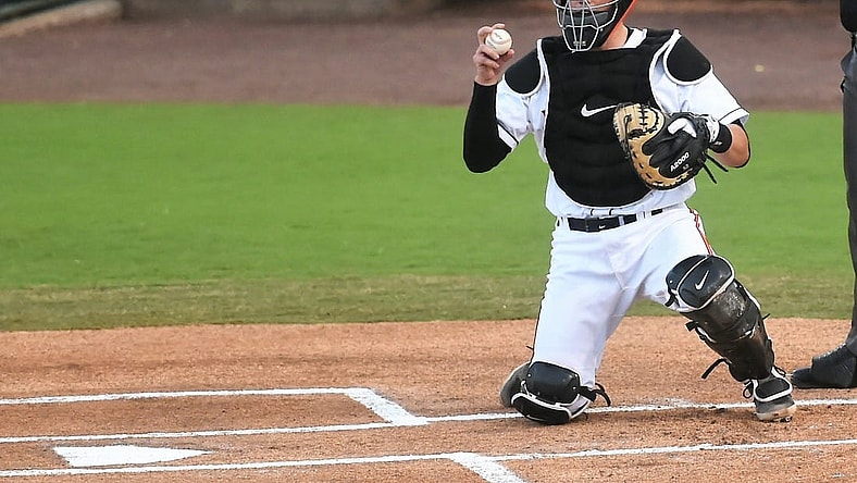 Baltimore Orioles' No. 1 overall pick Adley Rutschman eyes the bases during his Delmarva Shorebirds' debut on Wednesday, Aug. 21, 2019.
Adley 6