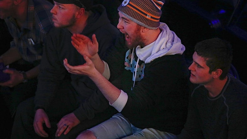 Jan 24, 2020; Minneapolis, Minnesota, USA; A fan cheers as the Dallas Empire play against the Chicago Huntsmen during the Call of Duty League Launch Weekend at The Armory. Mandatory Credit: Bruce Kluckhohn-USA TODAY Sports