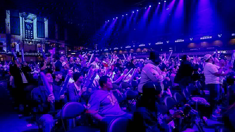 Jan 26, 2020; Minneapolis, Minnesota, USA; Fans react as the Minnesota Rokkr battle the Toronto Ultra during the Call of Duty League Launch Weekend at The Armory. Mandatory Credit: Bruce Kluckhohn-USA TODAY Sports