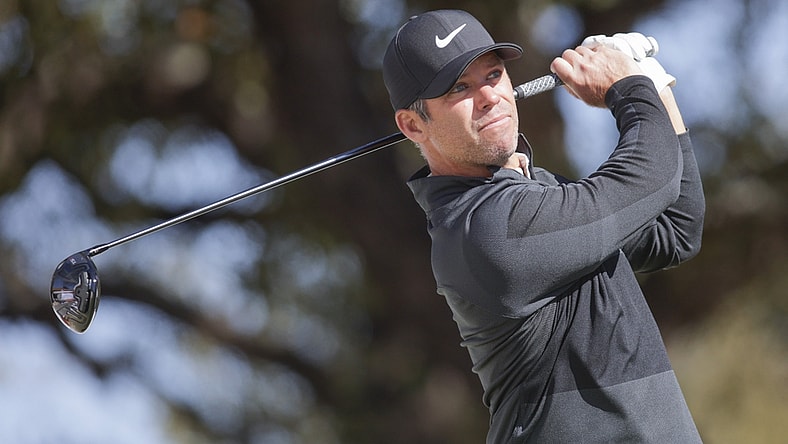 Mar 23, 2022; Austin, Texas, USA; Paul Casey tees off on #1 during the first round of the World Golf Championships-Dell Technologies Match Play golf tournament. Mandatory Credit: Erich Schlegel-USA TODAY Sports