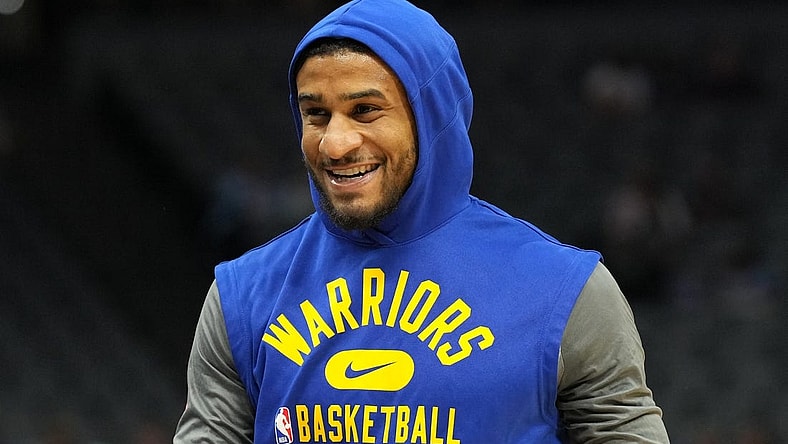 Apr 3, 2022; Sacramento, California, USA; Golden State Warriors guard Gary Payton II (0) before the game against the Sacramento Kings at Golden 1 Center. Mandatory Credit: Darren Yamashita-USA TODAY Sports
