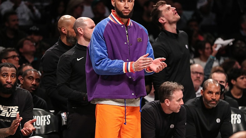 Apr 23, 2022; Brooklyn, New York, USA;  Brooklyn Nets guard Ben Simmons (10) at Barclays Center. Mandatory Credit: Wendell Cruz-USA TODAY Sports