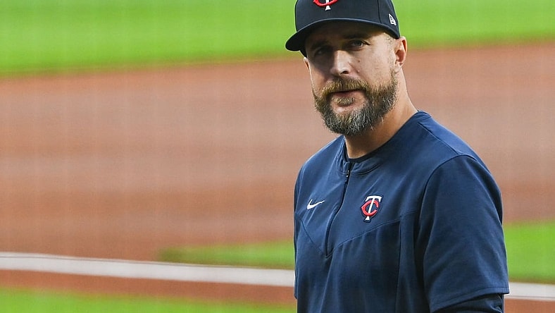 May 2, 2022; Baltimore, Maryland, USA; Minnesota Twins manager Rocco Baldelli (5) walks to the dugout before the game against the Baltimore Orioles at Oriole Park at Camden Yards. Mandatory Credit: Tommy Gilligan-USA TODAY Sports