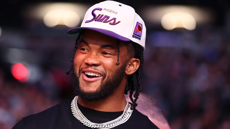 May 7, 2022; Phoenix, Arizona, USA; Arizona Cardinals quarterback Kyler Murray in attendance during UFC 274 at Footprint Center. Mandatory Credit: Mark J. Rebilas-USA TODAY Sports