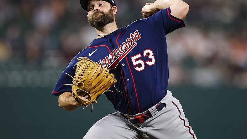 May 4, 2022; Baltimore, Maryland, USA; Minnesota Twins relief pitcher Danny Coulombe (53) pitches against the Baltimore Orioles during the fifth inning at Oriole Park at Camden Yards. Mandatory Credit: Scott Taetsch-USA TODAY Sports
