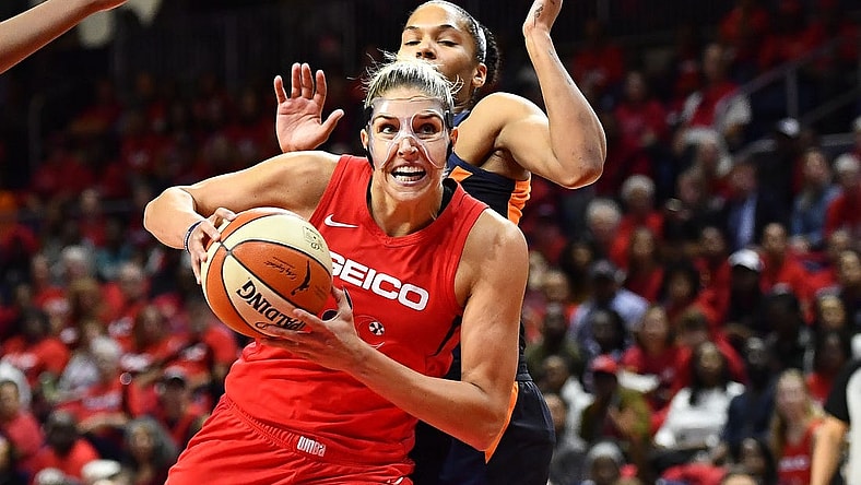 Oct 10, 2019; Washington, DC, USA; Washington Mystics forward Elena Delle Donne (11) drives to the basket against the Connecticut Sun during the first quarter in game five of the 2019 WNBA Finals at Entertainment and Sports Ar. Mandatory Credit: Brad Mills-USA TODAY Sports