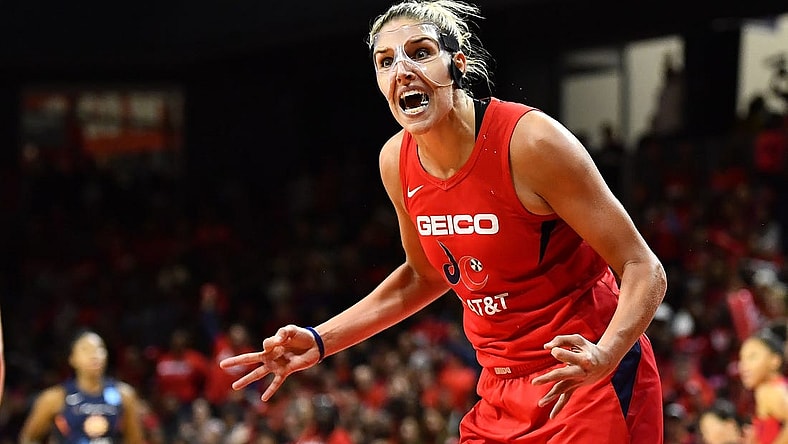 Oct 10, 2019; Washington, DC, USA; Washington Mystics forward Elena Delle Donne (11) reacts against the Connecticut Sun during the fourth quarter in game five of the 2019 WNBA Finals at Entertainment and Sports Ar. Mandatory Credit: Brad Mills-USA TODAY Sports