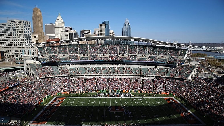 General view looking east of Paul Brown Stadium in the second quarter of a Week 10 NFL game against the Baltimore Ravens, Sunday, Nov. 10, 2019, at Paul Brown Stadium in Cincinnati.

Baltimore Ravens At Cincinnati Bengals Nov 10 Nfl Week 10