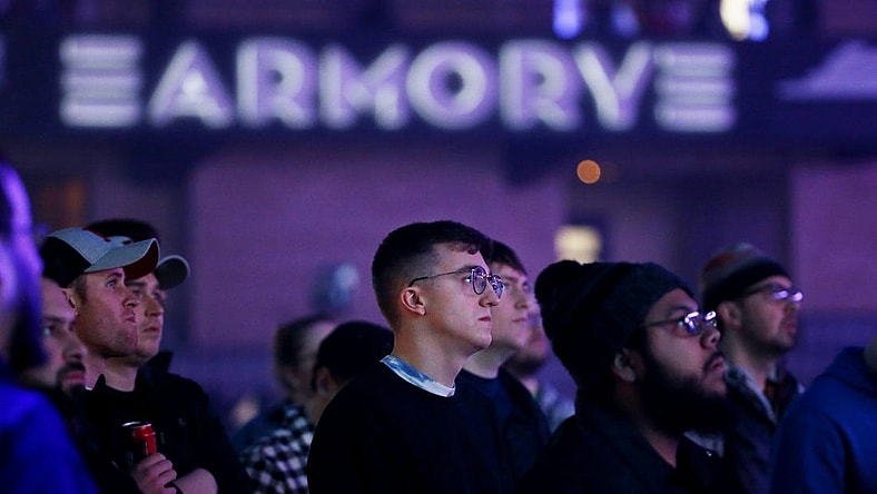 Jan 25, 2020; Minneapolis, Minnesota, USA; Fans watch as the Seattle Surge play the Toronto Ultra during the Call of Duty League Launch Weekend at The Armory. Mandatory Credit: Bruce Kluckhohn-USA TODAY Sports