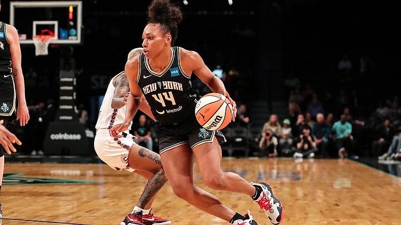 May 17, 2022; Brooklyn, New York, USA;  New York Liberty forward Betnijah Laney (44) at Barclays Center. Mandatory Credit: Wendell Cruz-USA TODAY Sports