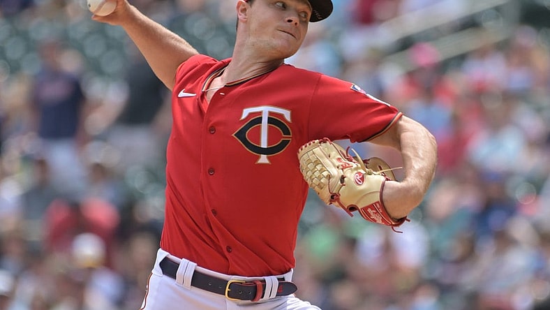 May 29, 2022; Minneapolis, Minnesota, USA; Minnesota Twins starting pitcher Sonny Gray (54) throws a pitch against the Kansas City Royals during the first inning at Target Field. Mandatory Credit: Jeffrey Becker-USA TODAY Sports