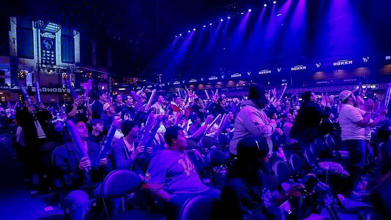 Jan 26, 2020; Minneapolis, Minnesota, USA; Fans react as the Minnesota Rokkr battle the Toronto Ultra during the Call of Duty League Launch Weekend at The Armory. Mandatory Credit: Bruce Kluckhohn-USA TODAY Sports