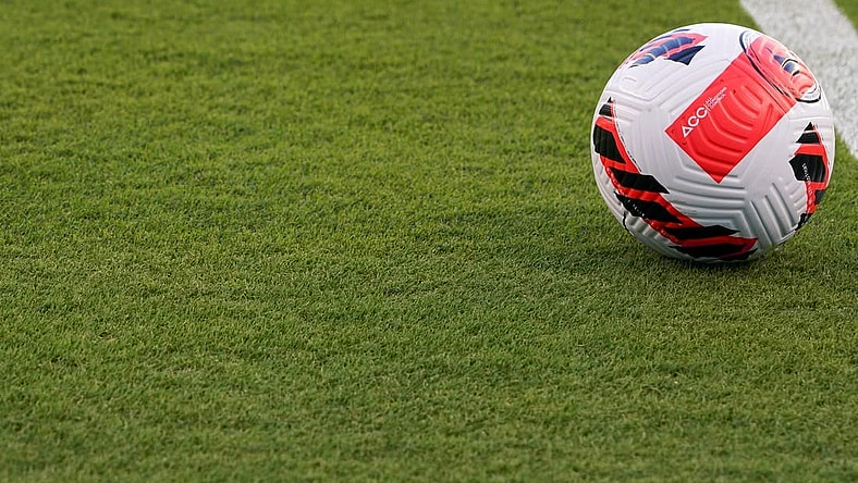 Oct 21, 2021; Kansas City, Kansas, USA; A general view of a soccer ball on field before an international friendly soccer match between the USA and Korea Republic at Children's Mercy Park. Mandatory Credit: Denny Medley-USA TODAY Sports