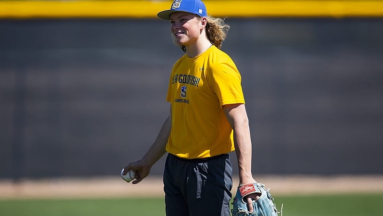 Mar 15, 2022; Peoria, AZ, USA; Stillwater High School shortstop Jackson Holliday during a team practice at the San Diego Padres Spring Training Complex. Mandatory Credit: Mark J. Rebilas-USA TODAY Sports