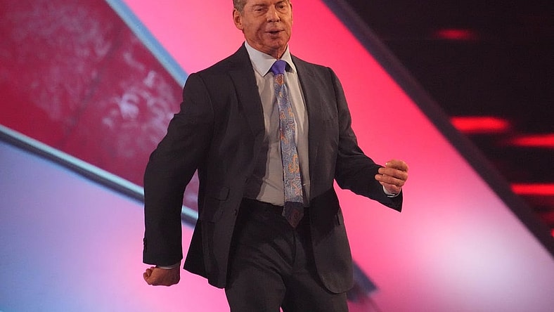 Apr 3, 2022; Arlington, TX, USA; WWE owner Vince McMahon enters the arena during WrestleMania at AT&T Stadium. Mandatory Credit: Joe Camporeale-USA TODAY Sports