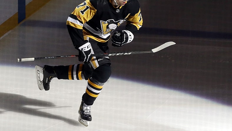 May 13, 2022; Pittsburgh, Pennsylvania, USA; Pittsburgh Penguins center Evgeni Malkin (71) takes the ice against the New York Rangers during the first period in game six of the first round of the 2022 Stanley Cup Playoffs at PPG Paints Arena. The Rangers won 5-3. Mandatory Credit: Charles LeClaire-USA TODAY Sports