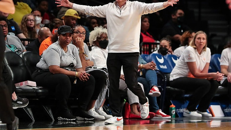 May 17, 2022; Brooklyn, New York, USA;  Connecticut Sun head coach Curt Miller at Barclays Center. Mandatory Credit: Wendell Cruz-USA TODAY Sports
