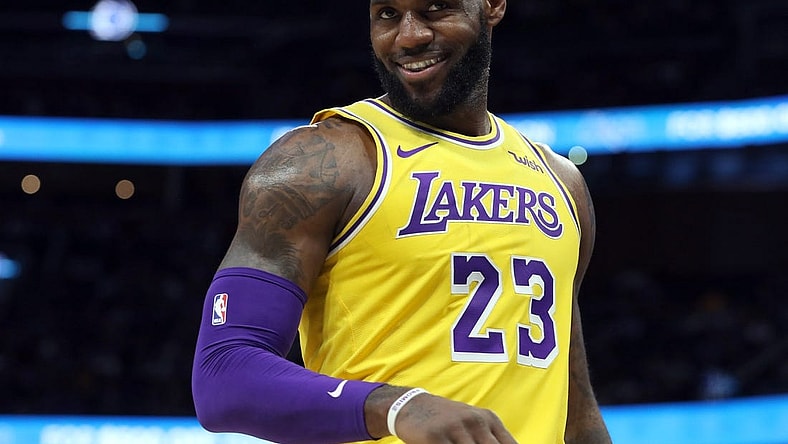 Nov 17, 2018; Orlando, FL, USA; Los Angeles Lakers forward LeBron James (23) smiles during game against the Orlando Magic during the second quarter at Amway Center. Mandatory Credit: Kim Klement-USA TODAY Sports