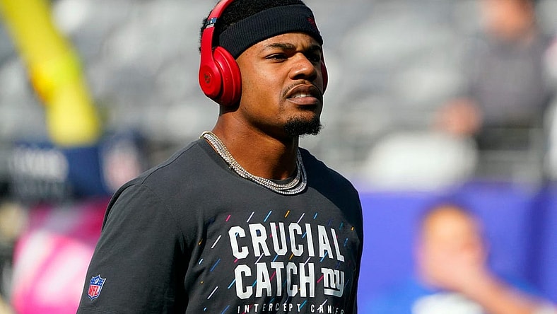 New York Giants wide receiver Sterling Shepard on the field for warm ups before the Giants face the Los Angeles Rams at MetLife Stadium on Sunday, Oct. 17, 2021, in East Rutherford.

Nyg Vs Lar