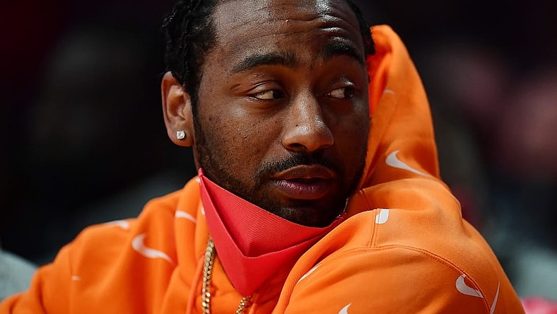 Nov 2, 2021; Los Angeles, California, USA; Houston Rockets guard John Wall (1) watches game action against the Los Angeles Lakers during the second half at Staples Center. Mandatory Credit: Gary A. Vasquez-USA TODAY Sports