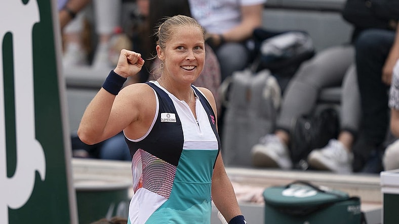 May 26, 2022; Paris, France; Shelby Rogers (USA) celebrates match point during her match against Danielle Collins (USA) on day five of the French Open at Stade Roland-Garros. Mandatory Credit: Susan Mullane-USA TODAY Sports
