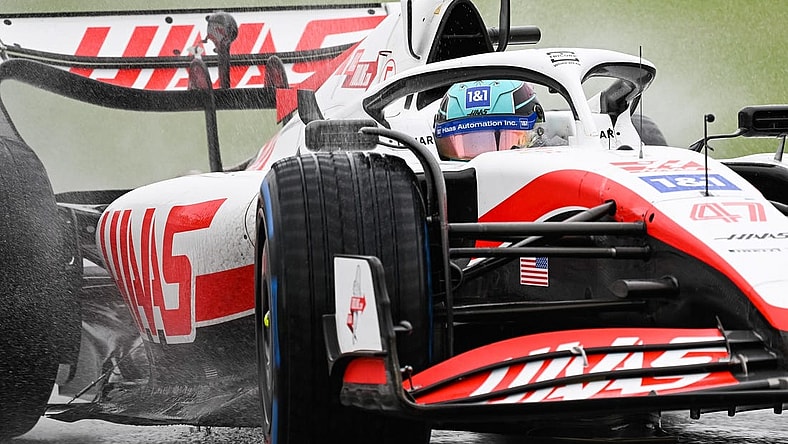 Jun 18, 2022; Montreal, Quebec, CAN; Haas Team driver Mick Schumacher of Germany races in the senna turns during the qualifying session at Circuit Gilles Villeneuve. Mandatory Credit: David Kirouac-USA TODAY Sports