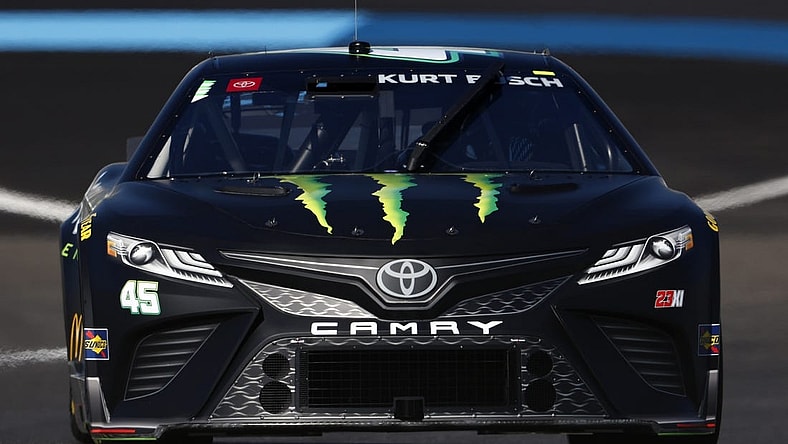 Jul 30, 2022; Speedway, Indiana, USA; NASCAR Cup Series driver Ty Gibbs (45) during practice at Indianapolis Motor Speedway Road Course. Mandatory Credit: Mike Dinovo-USA TODAY Sports