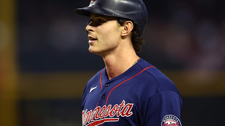 Jun 17, 2022; Phoenix, Arizona, USA; Minnesota Twins outfielder Max Kepler against the Arizona Diamondbacks at Chase Field. Mandatory Credit: Mark J. Rebilas-USA TODAY Sports