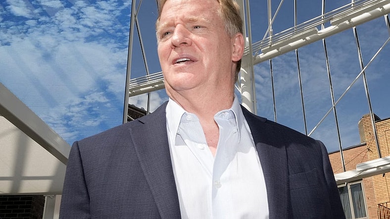 Aug 5, 2022; Canton, OH, USA; NFL commissioner Roger Goodell at the Centennial Plaza. Mandatory Credit: Kirby Lee-USA TODAY Sports