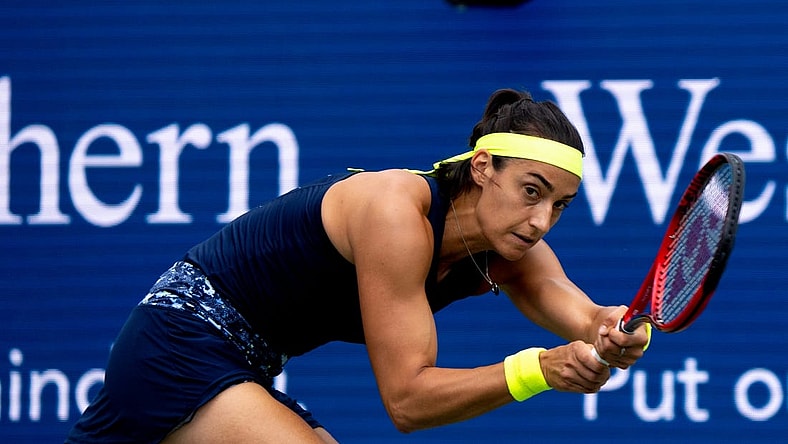 Caroline Garcia returns to Petra Kvitova in the first set of the Western & Southern Open women s final match at the Lindner Family Tennis Center in Mason, Ohio, on Sunday, Aug. 21, 2022.
Western Southern Open Day Four Night 125