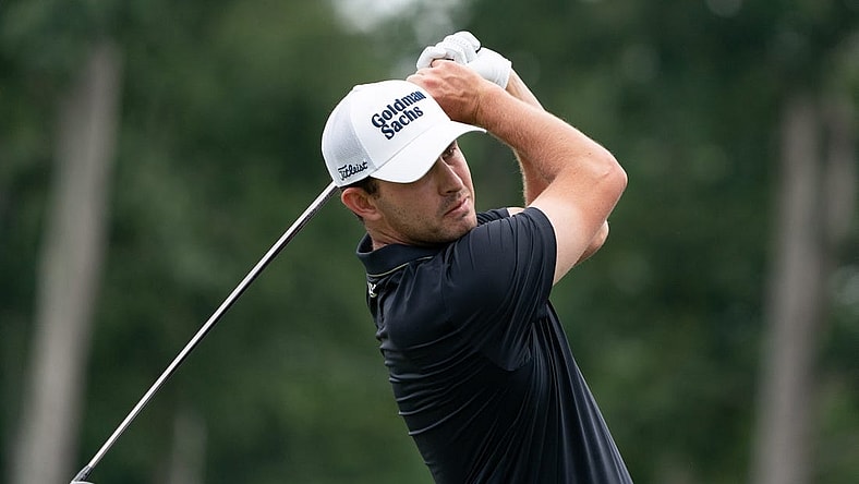Aug 21, 2022; Wilmington, Delaware, USA; Patrick Cantlay plays his shot from the third tee during the final round of the BMW Championship golf tournament. Mandatory Credit: Bill Streicher-USA TODAY Sports