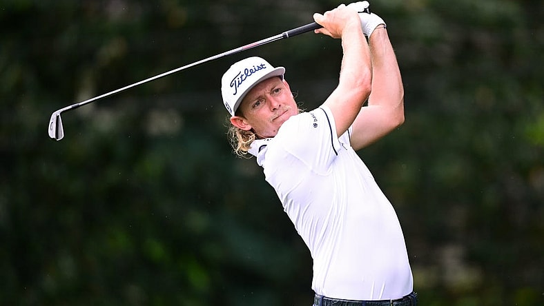 Aug 25, 2022; Atlanta, Georgia, USA; Cameron Smith tees off on the 2nd hole during the first round of the TOUR Championship golf tournament. Mandatory Credit: Adam Hagy-USA TODAY Sports