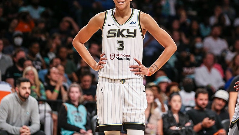 Aug 23, 2022; Brooklyn, New York, USA;  Chicago Sky forward Candace Parker (3) at Barclays Center. Mandatory Credit: Wendell Cruz-USA TODAY Sports
