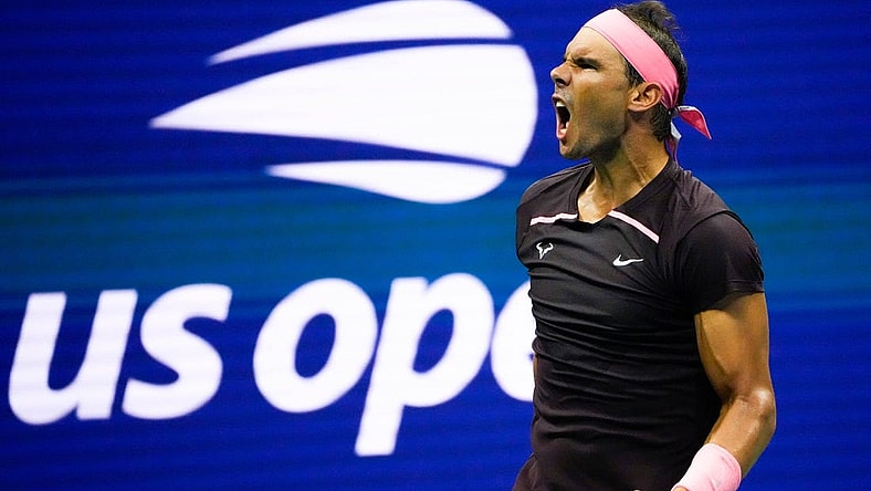Aug 30, 2022; Flushing, NY, USA;   Rafael Nadal of Spain after winning the 2nd set against Rinky Hijikata of Australia on day two of the 2022 U.S. Open tennis tournament at USTA Billie Jean King National Tennis Center. Mandatory Credit: Robert Deutsch-USA TODAY Sports