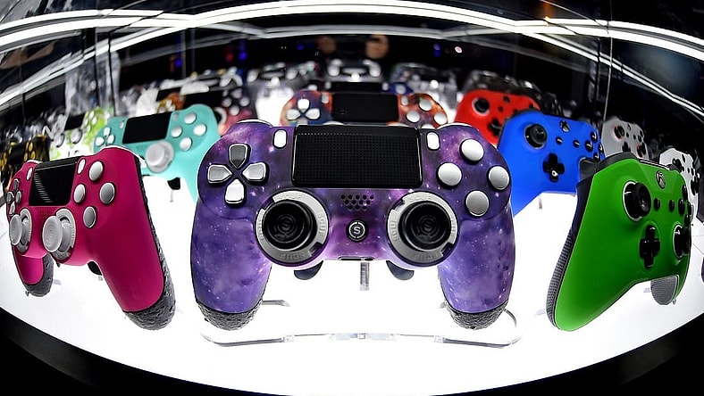 Jul 21, 2019; Miami Beach, FL, USA; A general view of gaming controllers on display during the Call of Duty League Finals e-sports event at Miami Beach Convention Center. Mandatory Credit: Jasen Vinlove-USA TODAY Sports