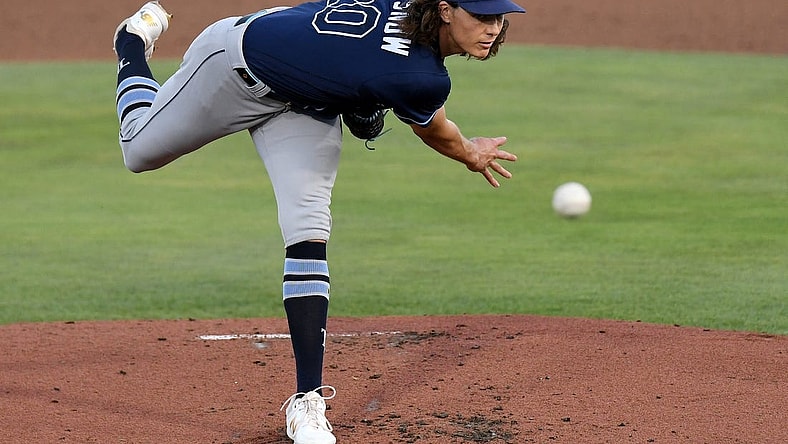 May 21, 2021; Dunedin, Florida, CAN; Tampa Bay Rays pitcher Tyler Glasnow (20) throws a pitch in the first inning against the Toronto Blue Jays at TD Ballpark. Mandatory Credit: Jonathan Dyer-USA TODAY Sports