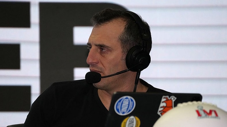 Feb 9, 2022; Los Angeles, CA, USA; Doug Gottlieb at the Super Bowl LVI Media Center at the Los Angeles Convention Center. Mandatory Credit: Kirby Lee-USA TODAY Sports
