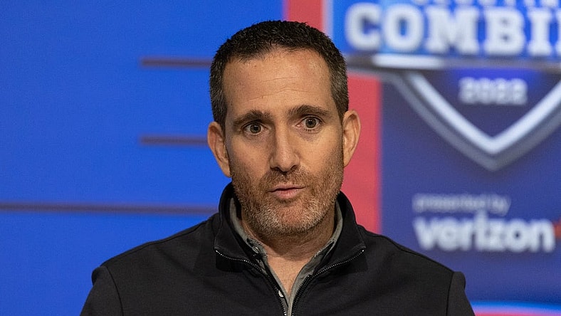 Mar 2, 2022; Indianapolis, IN, USA; Philadelphia Eagles general manger Howie Roseman talks to the media during the 2022 NFL Combine. Mandatory Credit: Trevor Ruszkowski-USA TODAY Sports