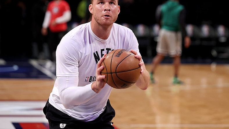 Apr 25, 2022; Brooklyn, New York, USA; Brooklyn Nets forward Blake Griffin (2) warms up before game four of the first round of the 2022 NBA playoffs against the Boston Celtics at Barclays Center. Mandatory Credit: Brad Penner-USA TODAY Sports