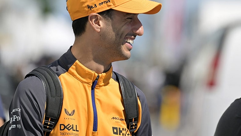 Jun 17, 2022; Montreal, Quebec, CAN; Mclaren driver Daniel Ricciardo of Australia arrives at circuit Gilles Villeneuve. Mandatory Credit: Eric Bolte-USA TODAY Sports