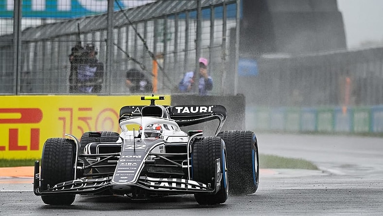 Jun 18, 2022; Montreal, Quebec, CAN; Alpha Tauri driver Yuki Tsunoda of Japan misses the fourteenth turn during the third free practice session at Circuit Gilles Villeneuve. Mandatory Credit: David Kirouac-USA TODAY Sports