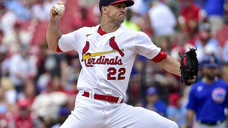 Jun 26, 2022; St. Louis, Missouri, USA;  St. Louis Cardinals starting pitcher Jack Flaherty (22) pitches against the Chicago Cubs during the first inning at Busch Stadium. Mandatory Credit: Jeff Curry-USA TODAY Sports