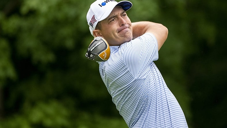 Jul 1, 2022; Silvis, Illinois, USA; Justin Lower tees off on the second tee during the the second round of the John Deere Classic golf tournament. Mandatory Credit: Marc Lebryk-USA TODAY Sports
