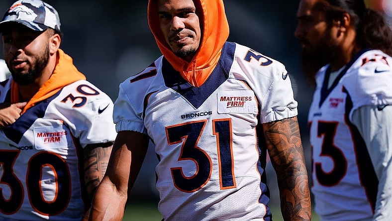 Aug 5, 2022; Englewood, CO, USA; Denver Broncos safety Justin Simmons (31) during training camp at the UCHealth Training Center. Mandatory Credit: Isaiah J. Downing-USA TODAY Sports