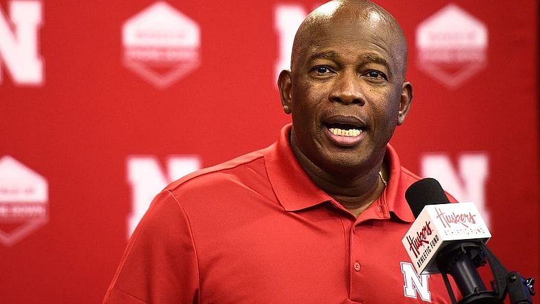 Sep 13, 2022; Lincoln, Nebraska, US; Nebraska Cornhuskers interim head coach Mickey Joseph speaks to the media during a press conference at Memorial Stadium. Mandatory Credit: Kayla Wolf-USA TODAY Sports