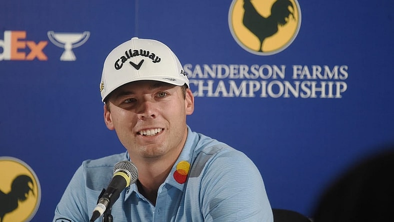 Defending champion Sam Burns speaks during an interview with the media during the Sanderson Farms Championship at the Country Club of Jackson in Jackson, Miss., Wednesday, Sept. 28, 2022. First-round tournament play begins Thursday.
Tcl Sfc Suber