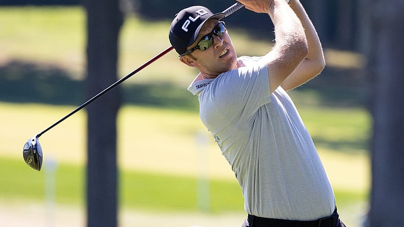 Aug 18, 2022; Wilmington, Delaware, USA; Seamus Power plays his shot from the third tee during the first round of the BMW Championship golf tournament. Mandatory Credit: Bill Streicher-USA TODAY Sports