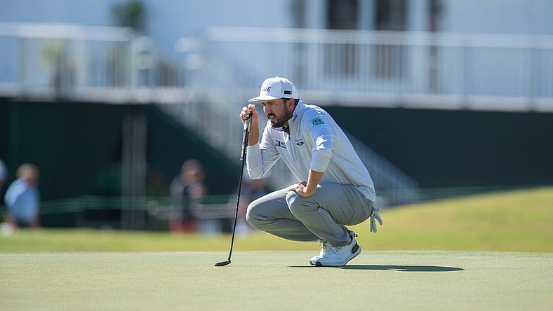 Mark Hubbard lines up a putt on the 9th during Round 2 of tournament play of the Sanderson Farms Championship at the Country Club of Jackson in Jackson, Miss., Friday, Sept. 30, 2022.

Tcl Sfc